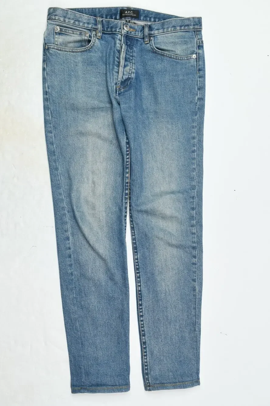 APC Petit New Standard Jeans Mens 30 (32x29) Blue Slim Denim Button-Fly